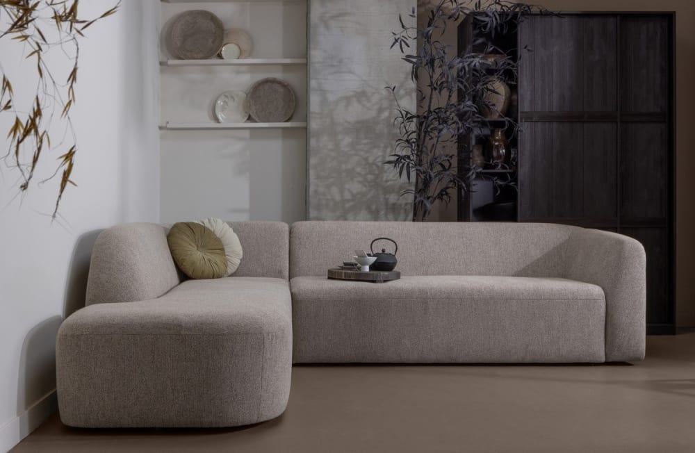 Canapé d'angle gauche en tissu naturel moderne