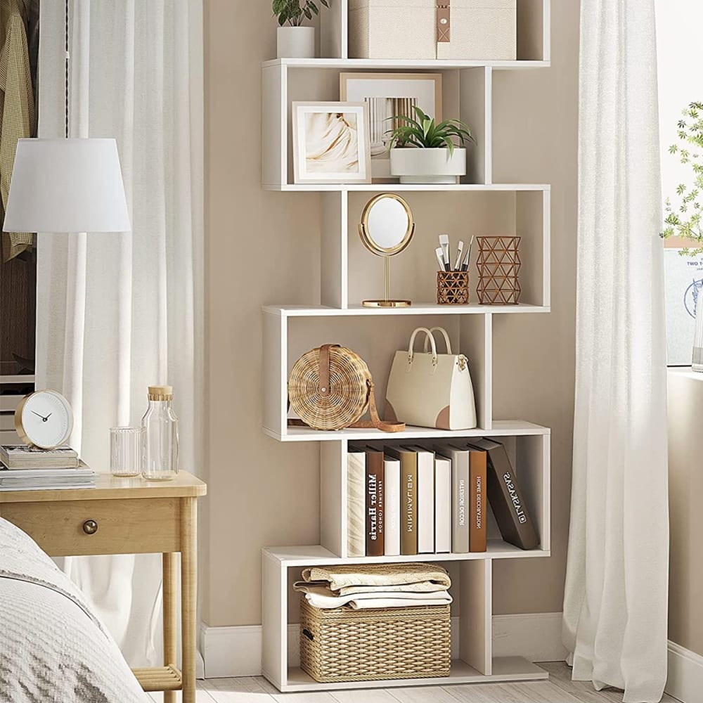 Bibliothèque blanche à 6 niveaux - L70 x H190,5 cm