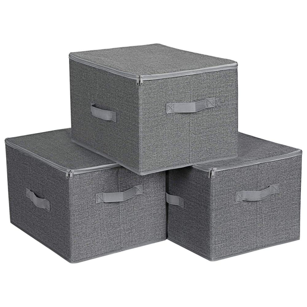 Boîtes de rangement grises pliables avec poignées et couvercle -H25 cm — Beyit
