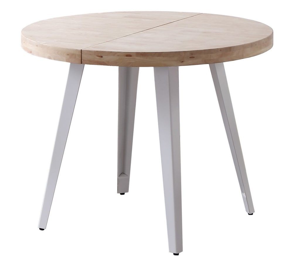 Mathi Design Runder Esstisch für 6 Personen aus Eichenholz und Stahl D100 style vintage Weiß