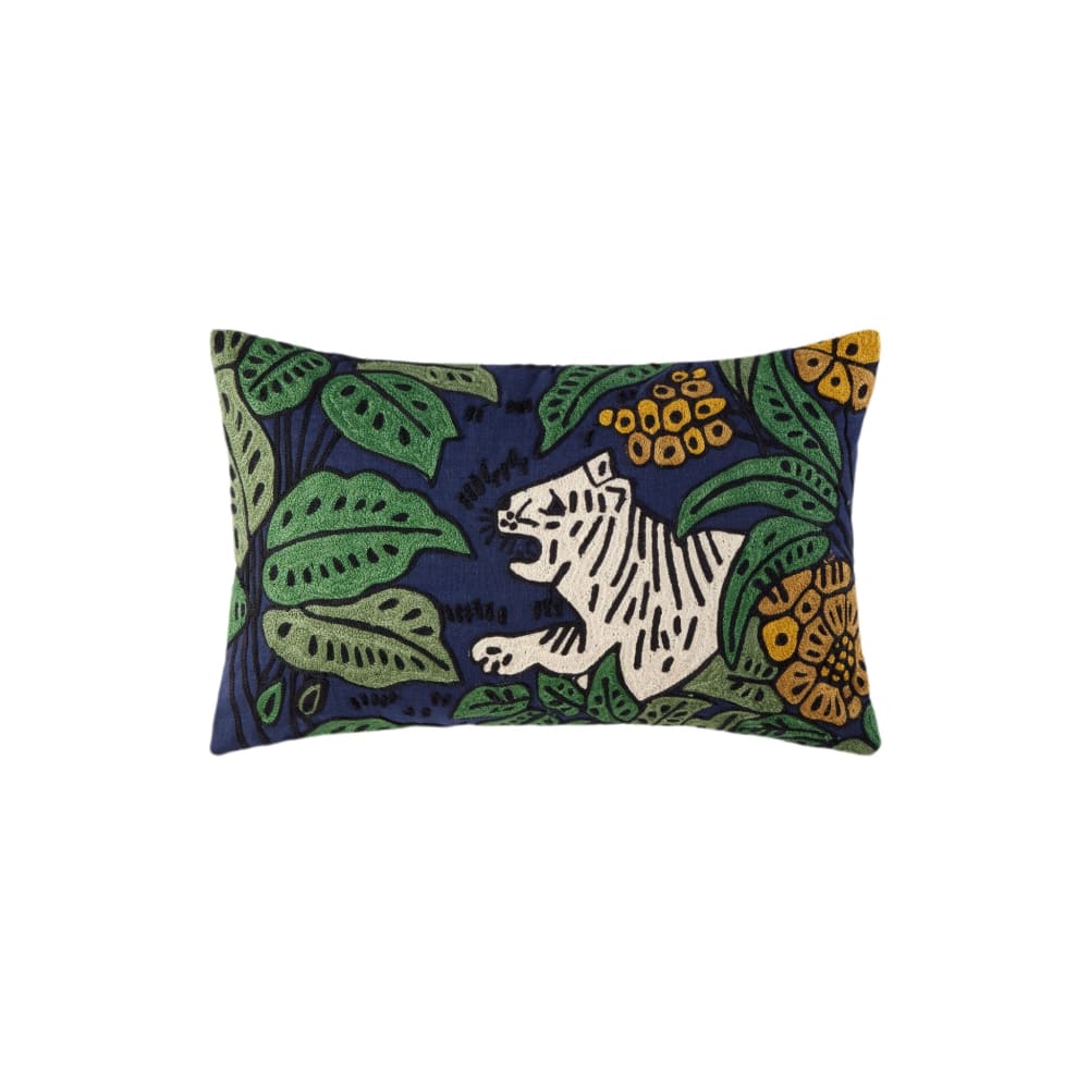 Housse de coussin en coton bleu 28x47 cm