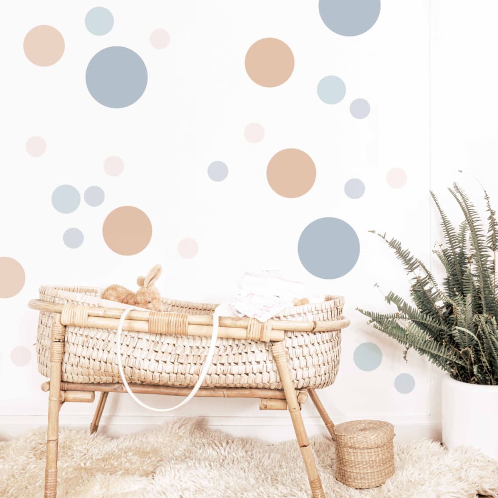 Stickers mureaux en vinyle rondes mix bleu et beige - Maisons du Monde