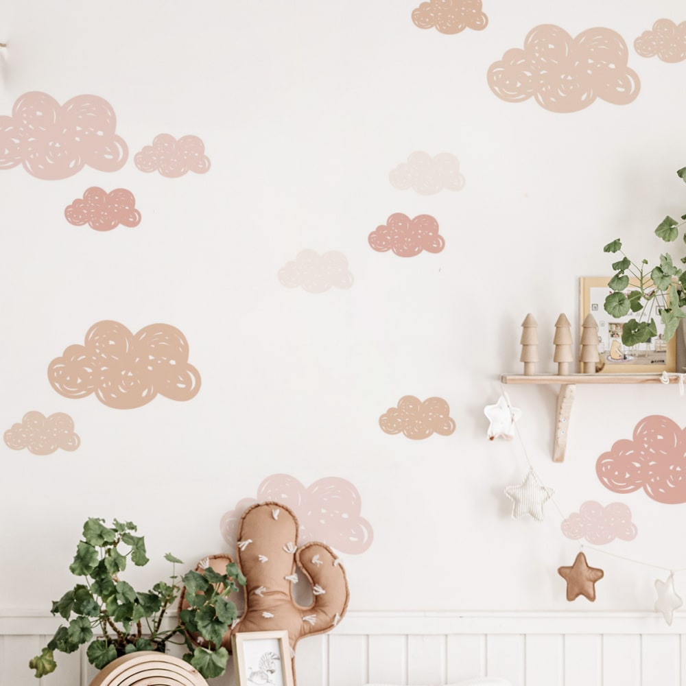 Stickers muraux en vinyle petits nuages rose et beige - Maisons du Monde