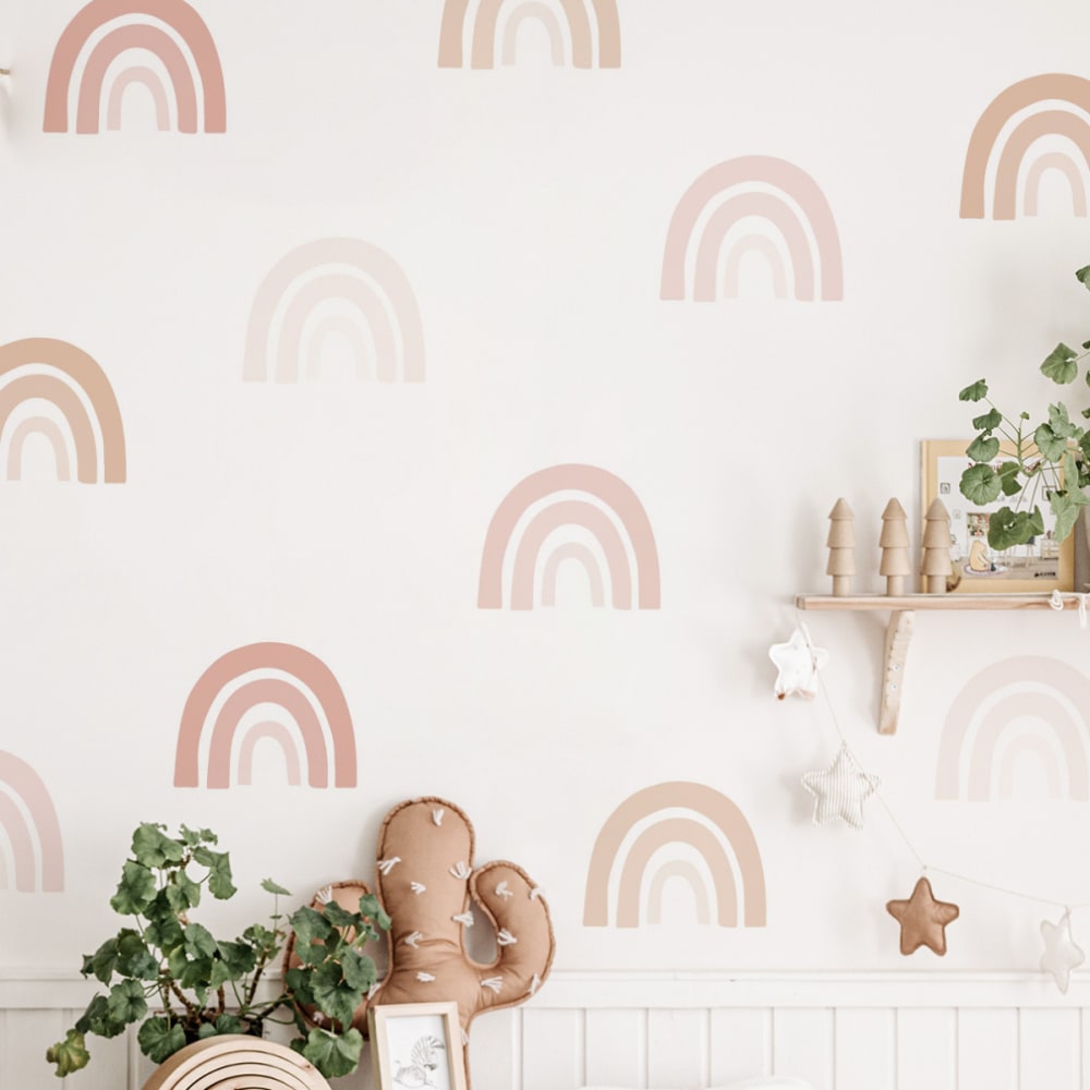 Vinilos decorativos adhesivos pequeños arcoíris rosa y beige - Maisons du Monde
