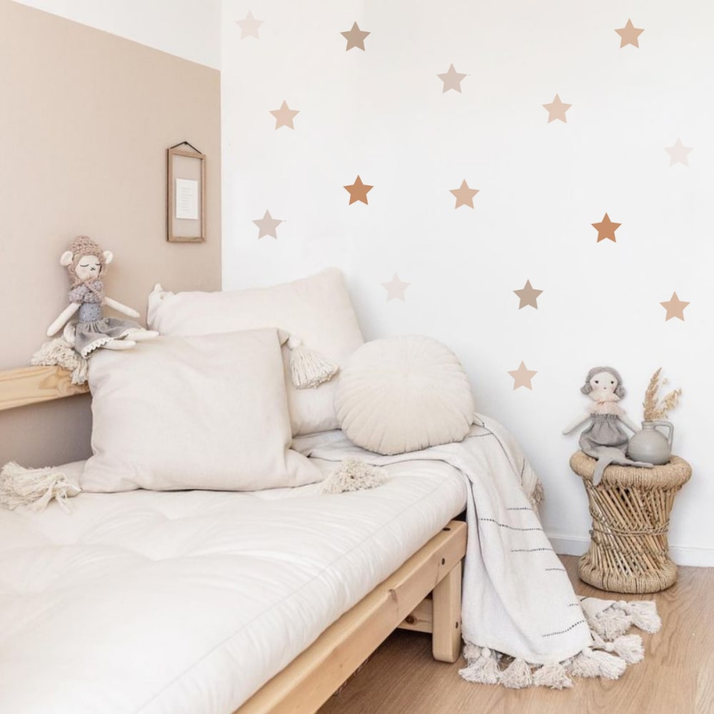 Stickers adesivi in vinile stelle marrone e beige - Decochic