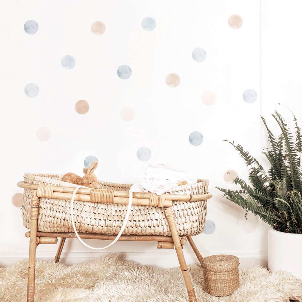 Stickers mureaux en vinyle rondes aquarelle bleu et beige - Maisons du Monde