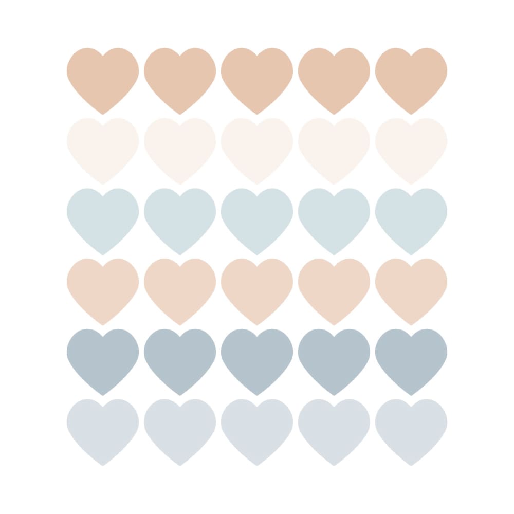Stickers mureaux en vinyle coeurs bleu et beige