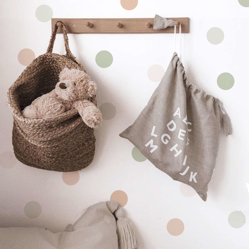 Selbstklebende Vinylaufkleber mit Kreisen, grün und beige -
