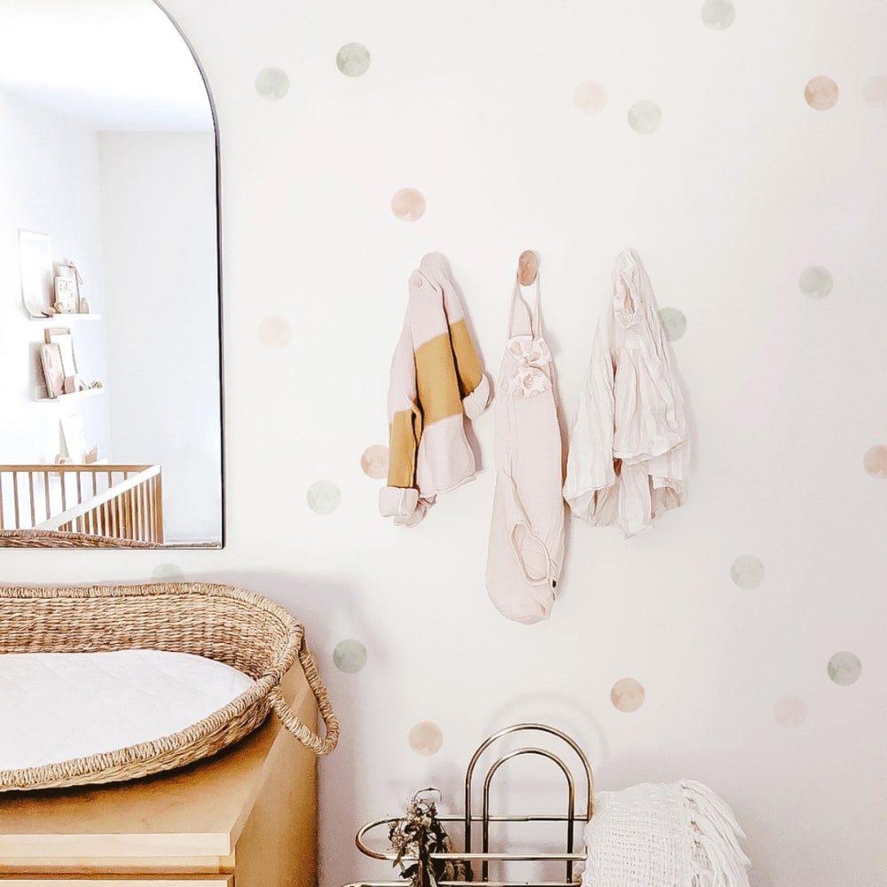Stickers mureaux en vinyle rondes aquarelle vert et beige - Maisons du Monde