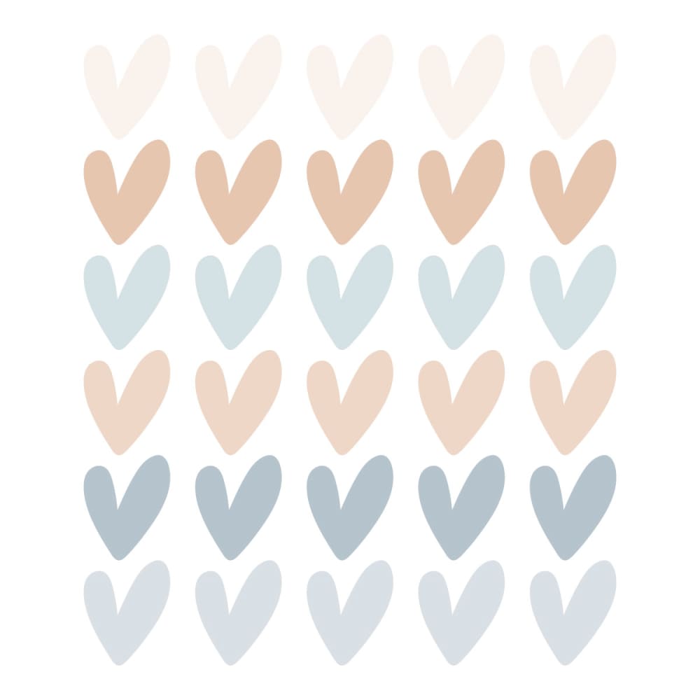 Decochic Stickers muraux en vinyle petits coeurs bleu et beige Bleu Pva - Polyacétate De Vinyle - 21x30x0cm