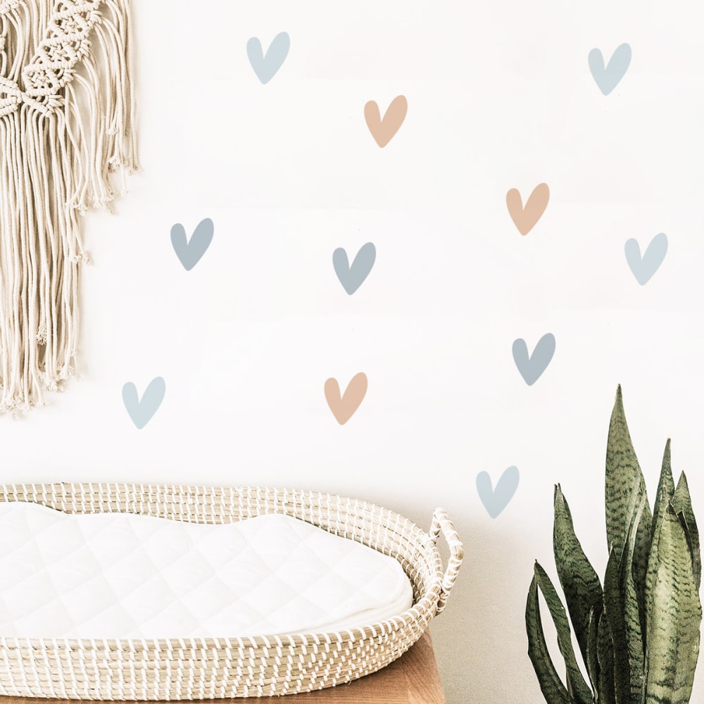 Stickers muraux en vinyle petits coeurs bleu et beige - Maisons du Monde