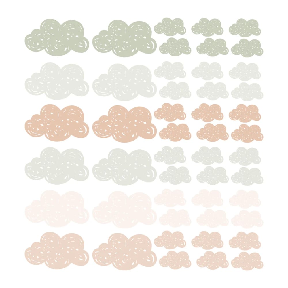 Decochic Selbstklebende Vinylaufkleber mit Wölkchenmotiv, grün und beige Pva - Polyvinylacetat Kinder