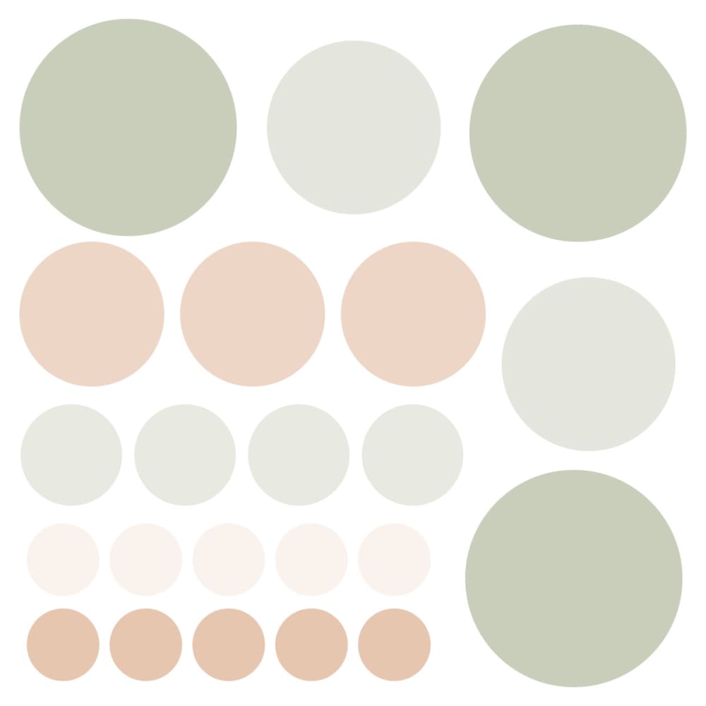 Stickers mureaux en vinyle rondes mix vert et beige (Decochic) - Image 1
