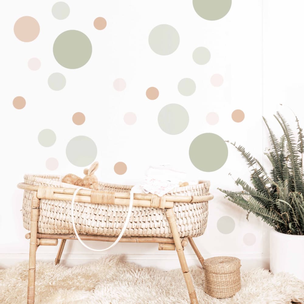 Stickers mureaux en vinyle rondes mix vert et beige - Maisons du Monde