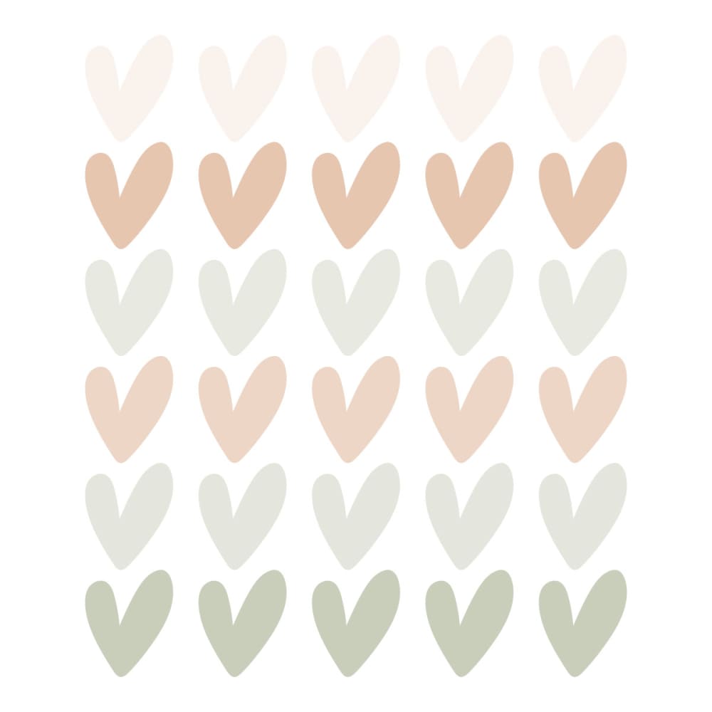 Vinilos decorativos adhesivos pequeños corazones verde y beige