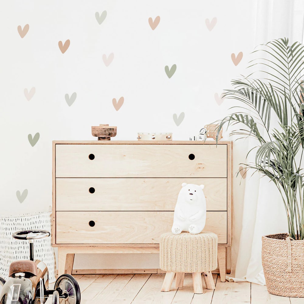 Vinilos decorativos adhesivos pequeños corazones verde y beige - Maisons du Monde