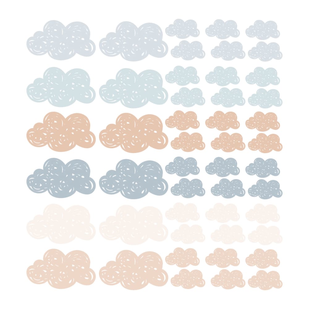 Decochic Stickers muraux en vinyle petits nuages bleu et beige Bleu Pva - Polyacétate De Vinyle - 21x30x0cm