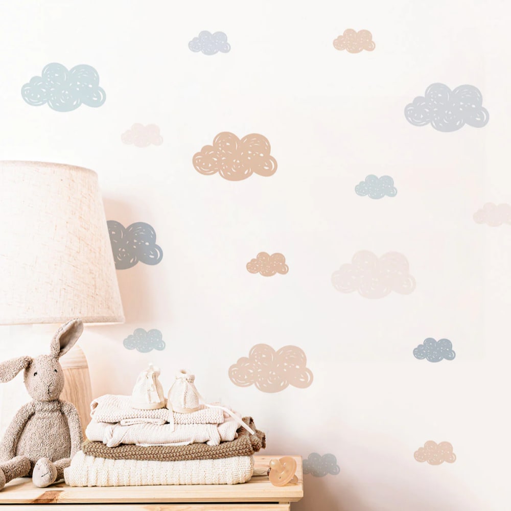 Stickers muraux en vinyle petits nuages bleu et beige - Maisons du Monde