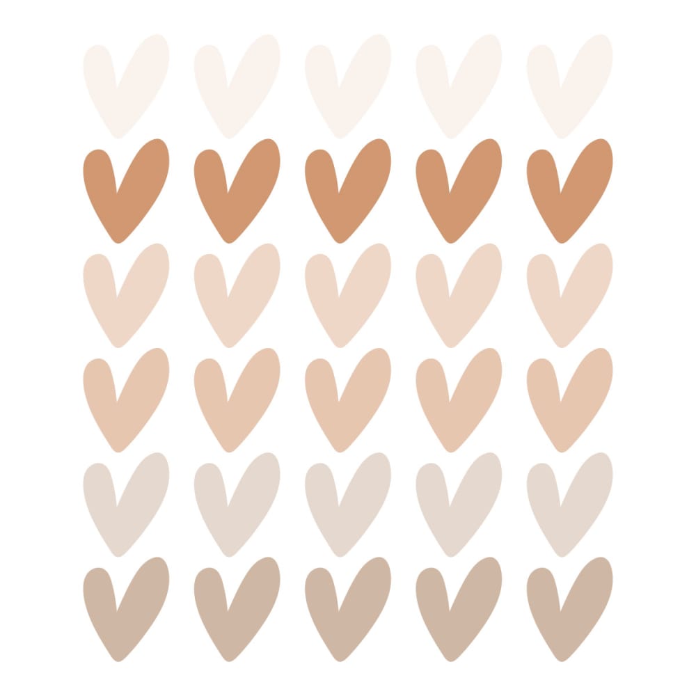 Stickers mureaux en vinyle petits coeurs marron et beige (Decochic) - Image 1