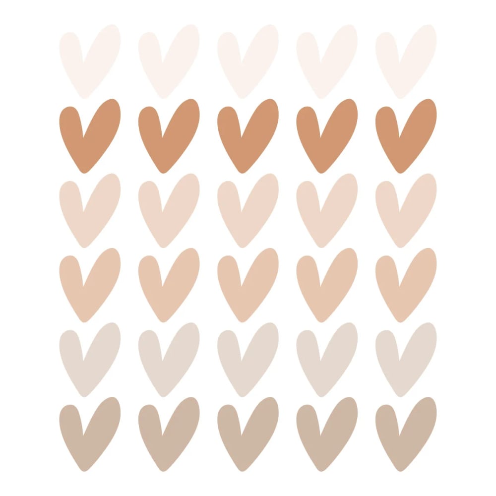 Vinilos decorativos adhesivos pequeños corazones marrón y beige