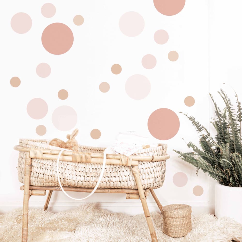 Stickers mureaux en vinyle rondes mix rose et beige - Maisons du Monde