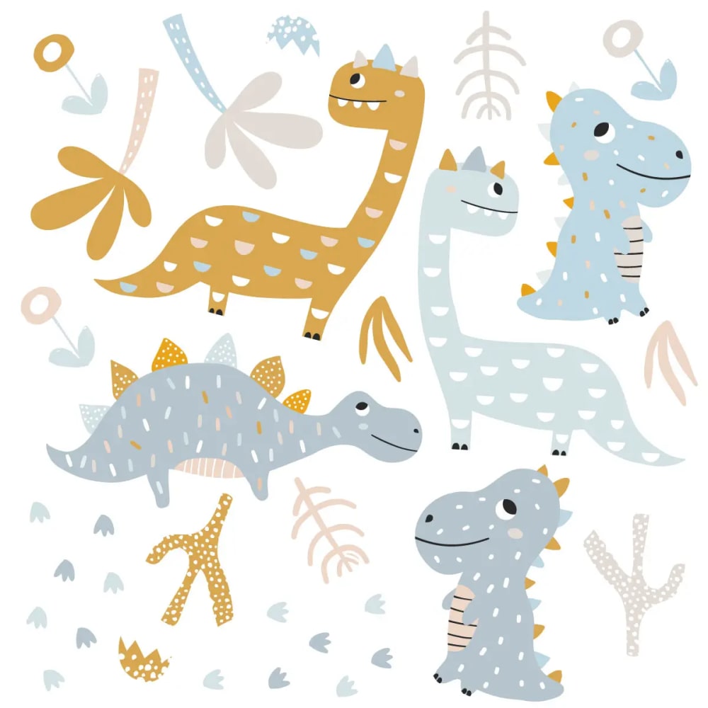 Decochic Selbstklebende Vinylaufkleber mit Dinosauriermotiven, blau und orange Pva - Polyvinylacetat Kinder
