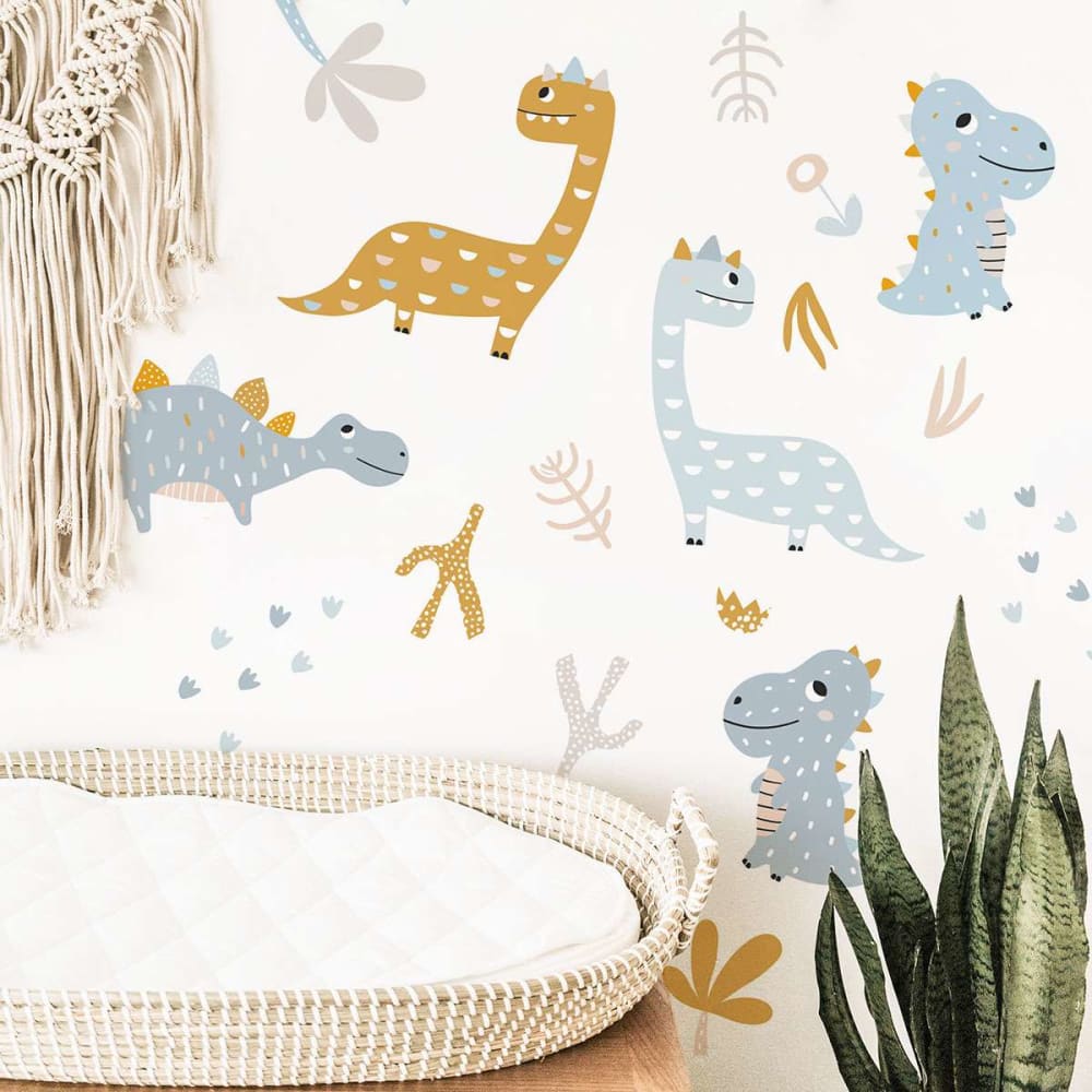 Stickers mureaux en vinyle dinosaures bleu et orange - Maisons du Monde