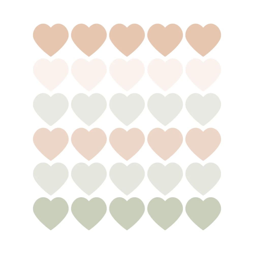 Vinilos decorativos adhesivos corazones verde y beige