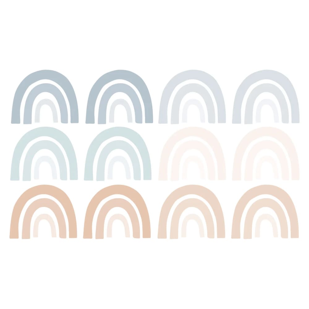 Vinilos decorativos adhesivos pequeños arcoíris azul y beige