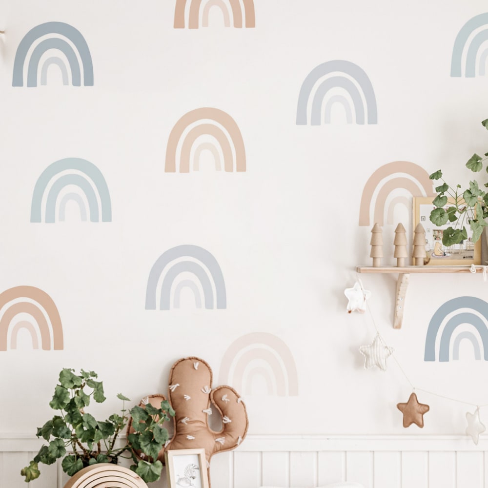 Stickers adesivi in vinile arcobaleni blu e beige - Decochic