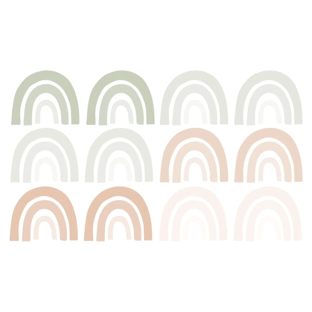 Vinilos decorativos adhesivos pequeños arcoíris verde y beige