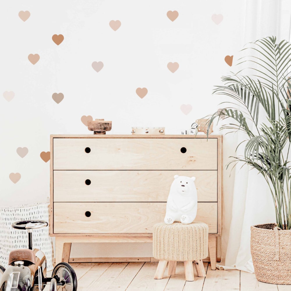 Vinilos decorativos adhesivos corazones marrón y beige - Maisons du Monde