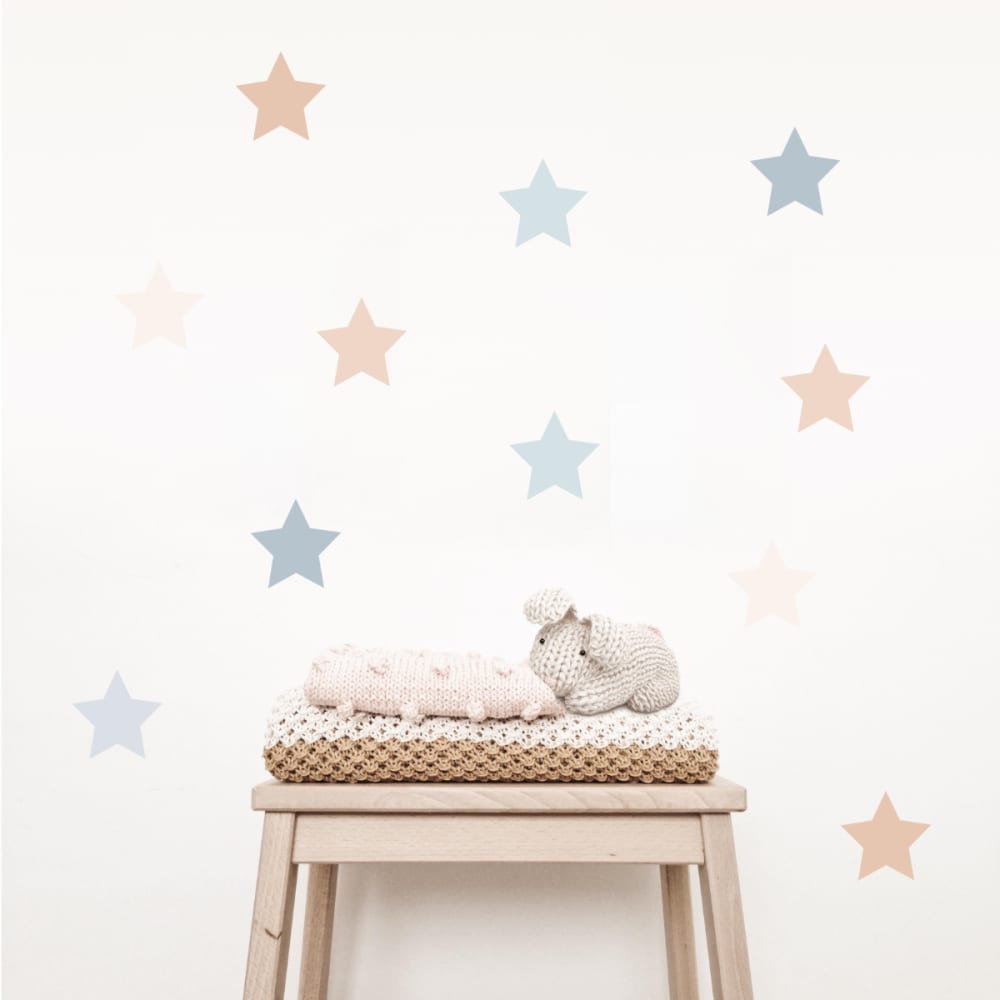 Stickers adesivi in vinile stelle blu e beige - Decochic