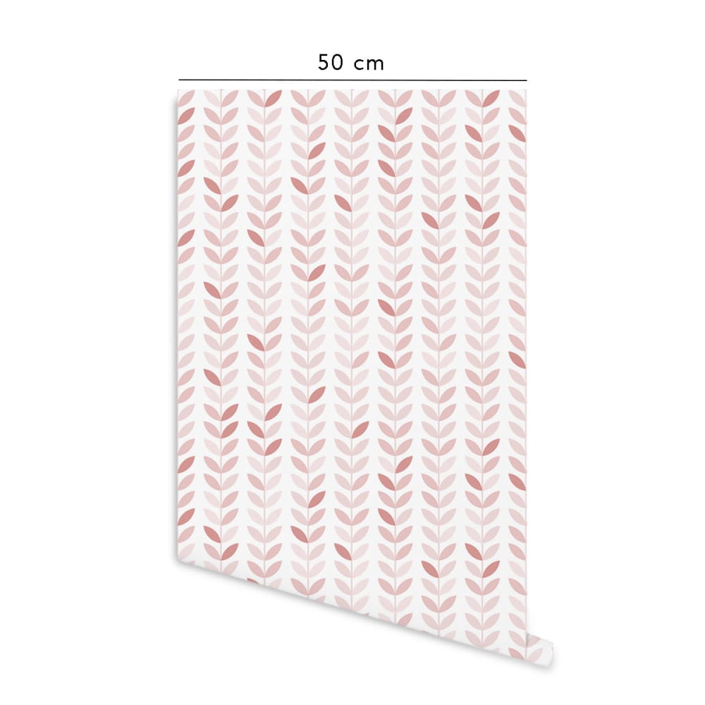 Papier peint vinyle adhésif feuilles vintage rose vif 50x300 cm — vue 3