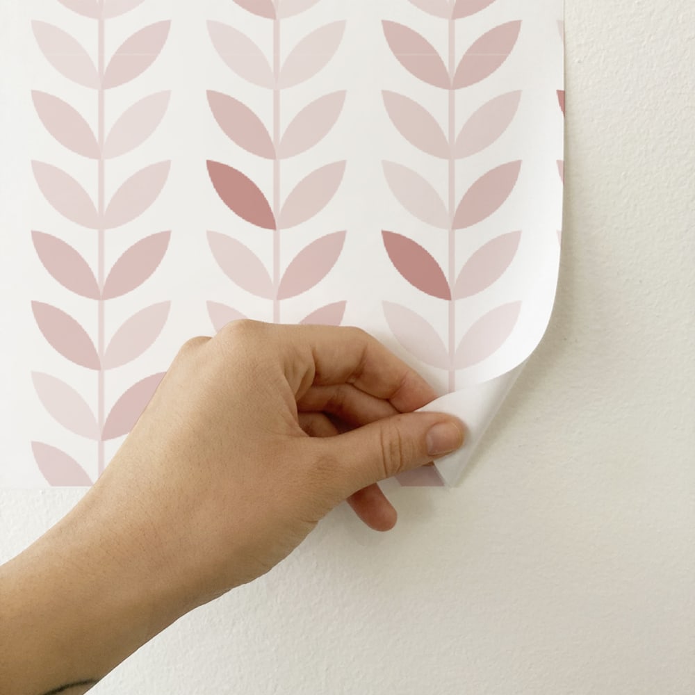 Papier peint vinyle adhésif feuilles vintage rose vif 50x300 cm — vue 4