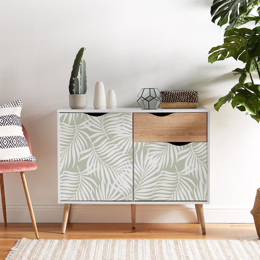 Papier peint vinyle adhésif tropicale sauge 50x300 cm — vue 4