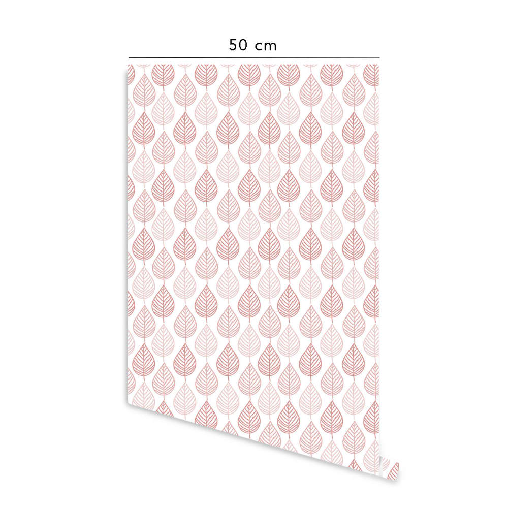 Papier peint vinyle adhésif feuilles rose vif 50x300 cm — vue 3