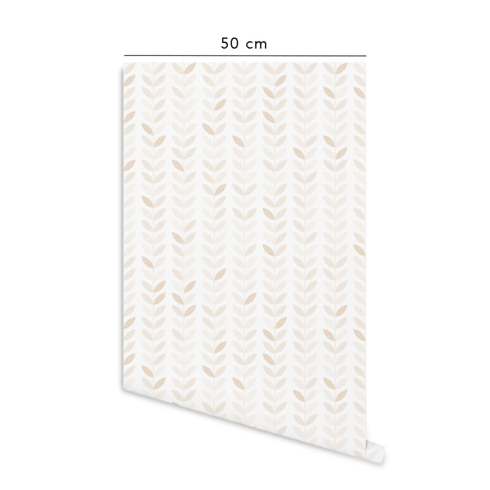 Papier peint vinyle adhésif feuilles vintage sable 50x300 cm — vue 3