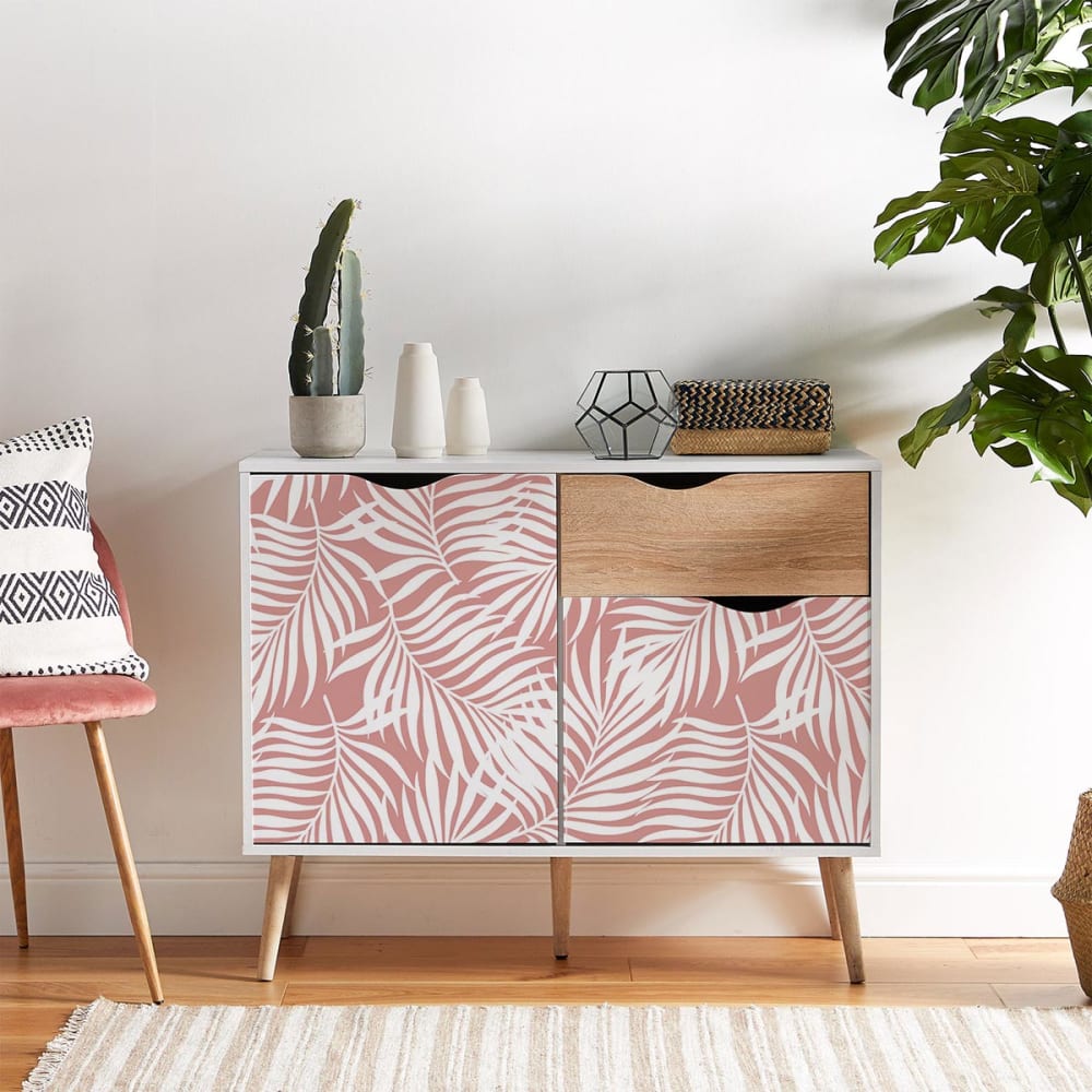Papier peint vinyle adhésif tropicale rose vif 50x300 cm — vue 4