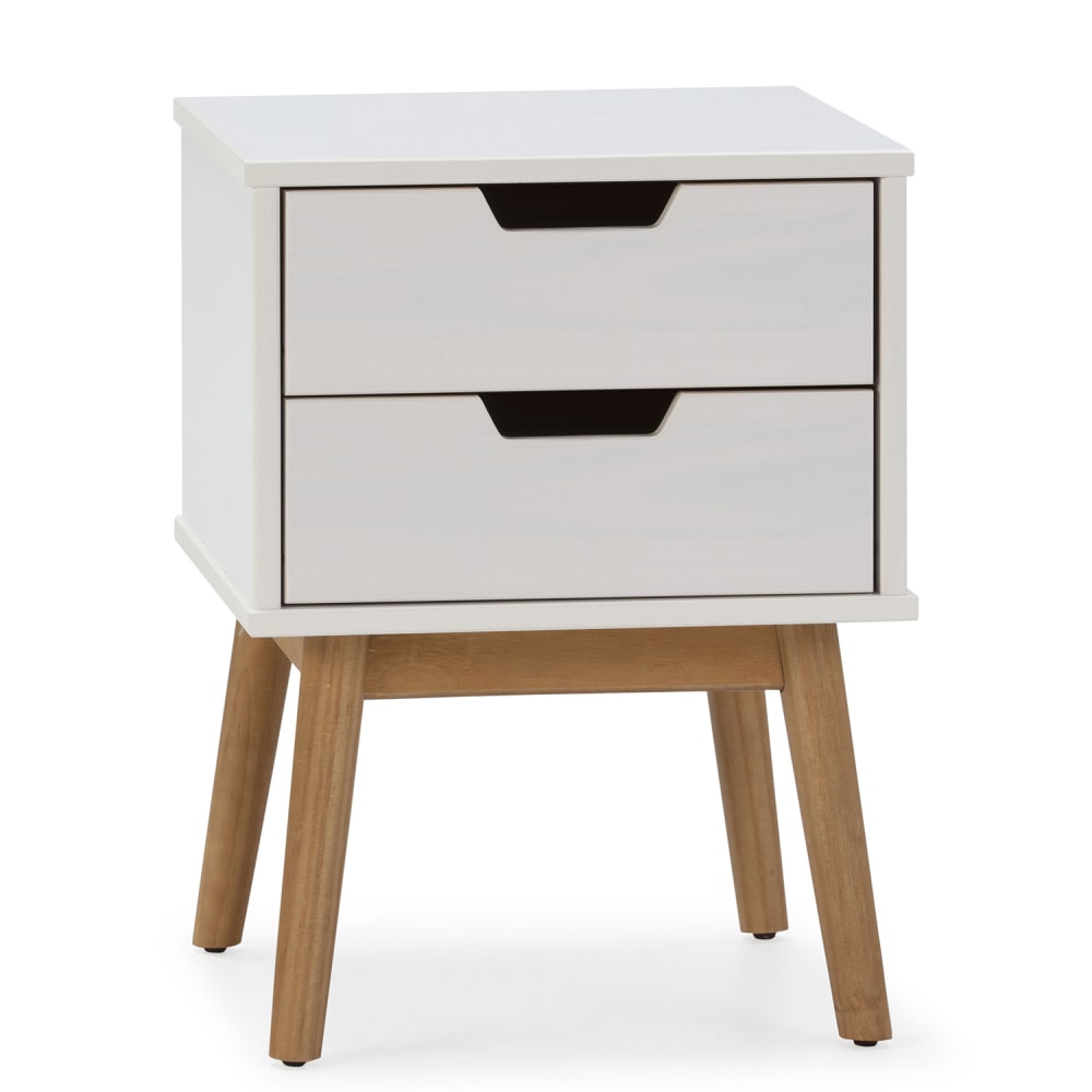 HOMN Nachttisch 2 Schubladen Weiß style modern Weiß Holz