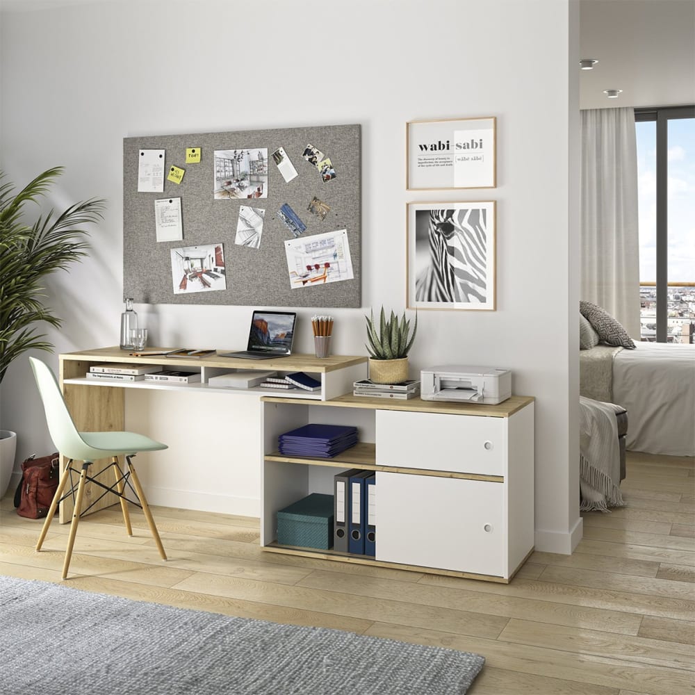 Bureau modulable effet bois et blanc - Maisons du Monde