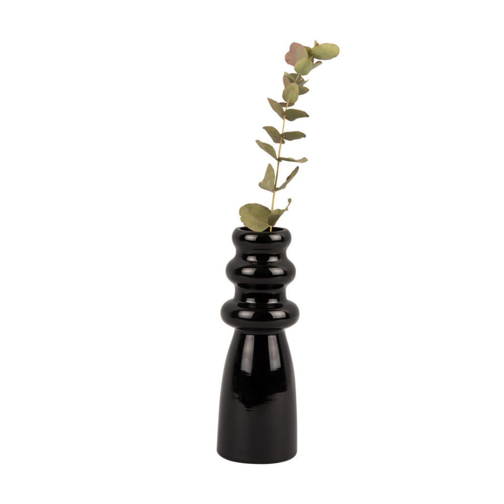 Vase en verre noir H20,5cm - Maisons du Monde