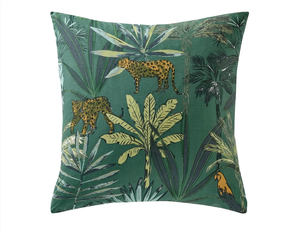 Taie volant en coton vert foncé 65x65cm