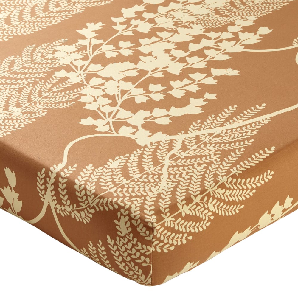 Drap-housse en coton jaune 160x200x28cm