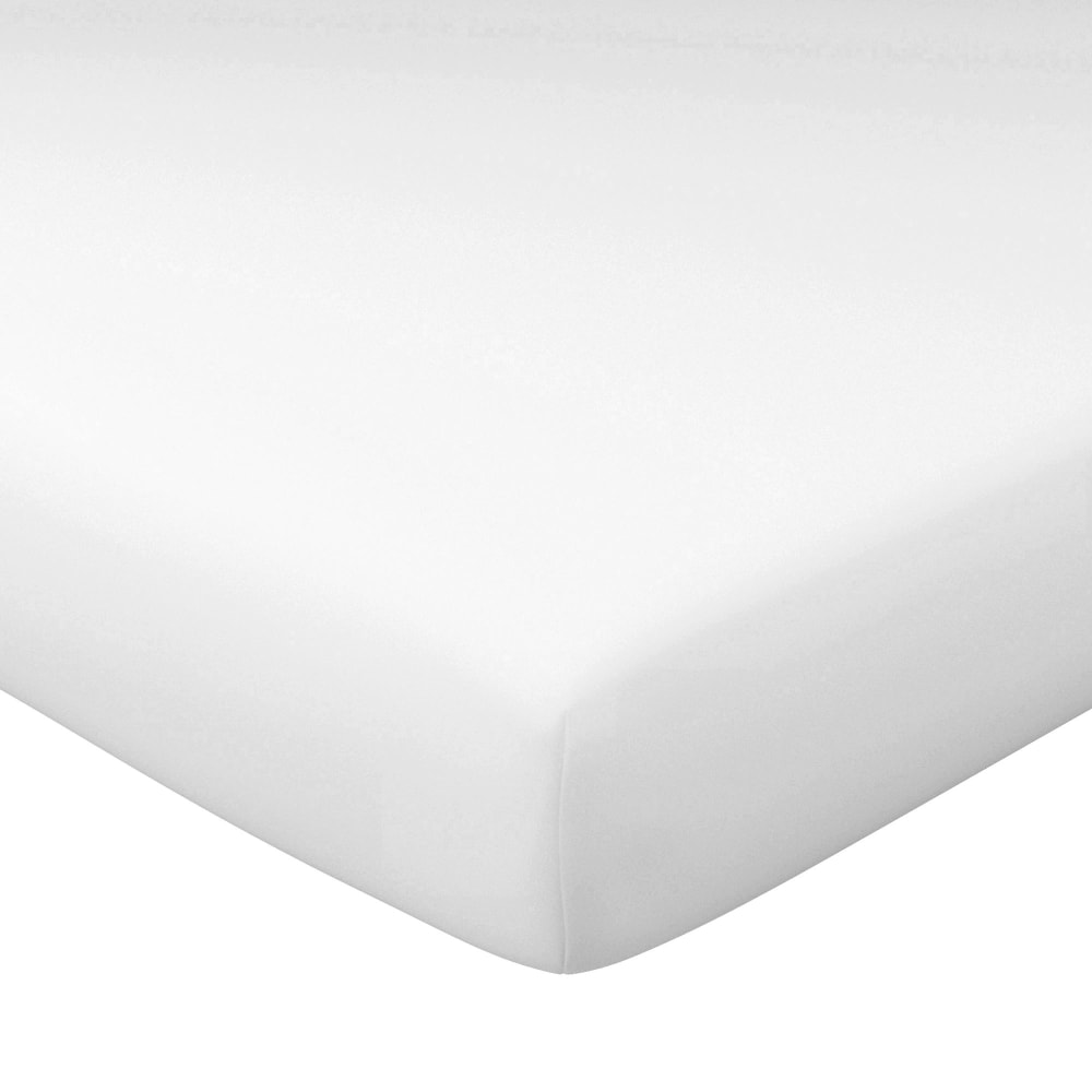 Drap-housse en coton blanc 160x200x28cm