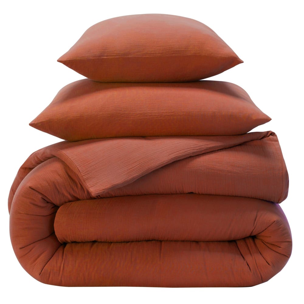 Taie sac en coton orange terracotta 65x65cm — vue 4