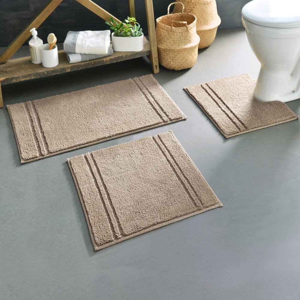 Tapis contour wc en coton beige sable 50x45cm — vue 3