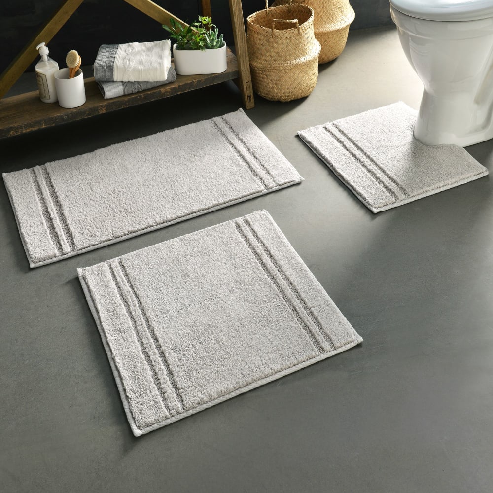 Tapis contour wc en coton gris brume 50x45cm — vue 3