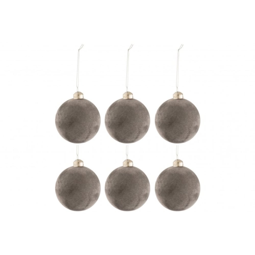 Caja de 6 bolas de navidad de vidrio gris 8x8x8 cm