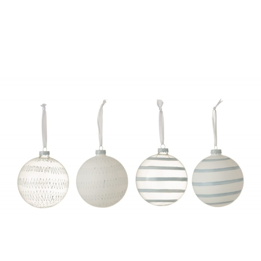 Caja de 8 bolas de navidad de vidrio gris de 10x10x10 cm